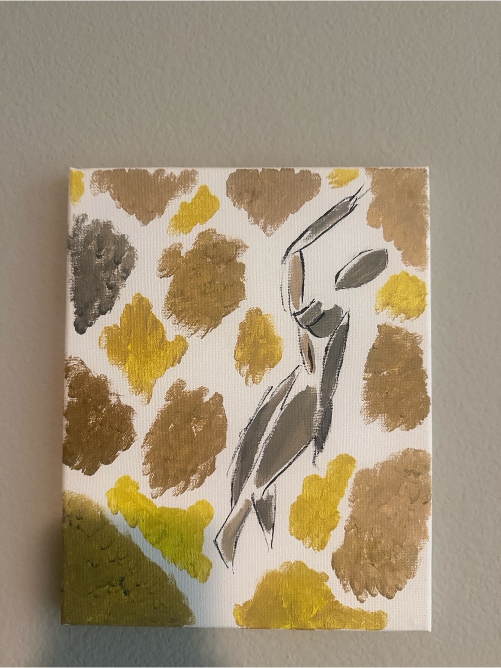 Abstract Gold & Olive Acrylic Canvas Painting
